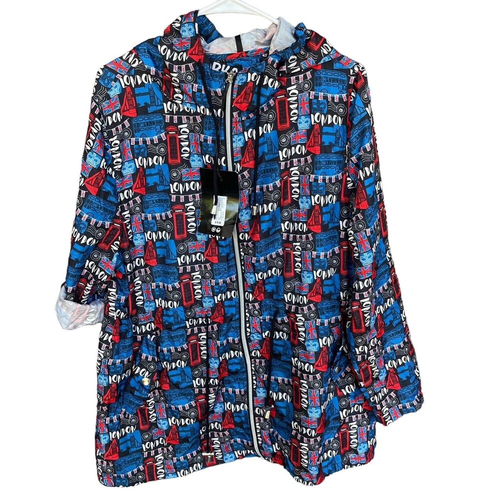 Parka in a Pocket Windbreaker Jacket‎ Womens Large Full Zip Lightweight London